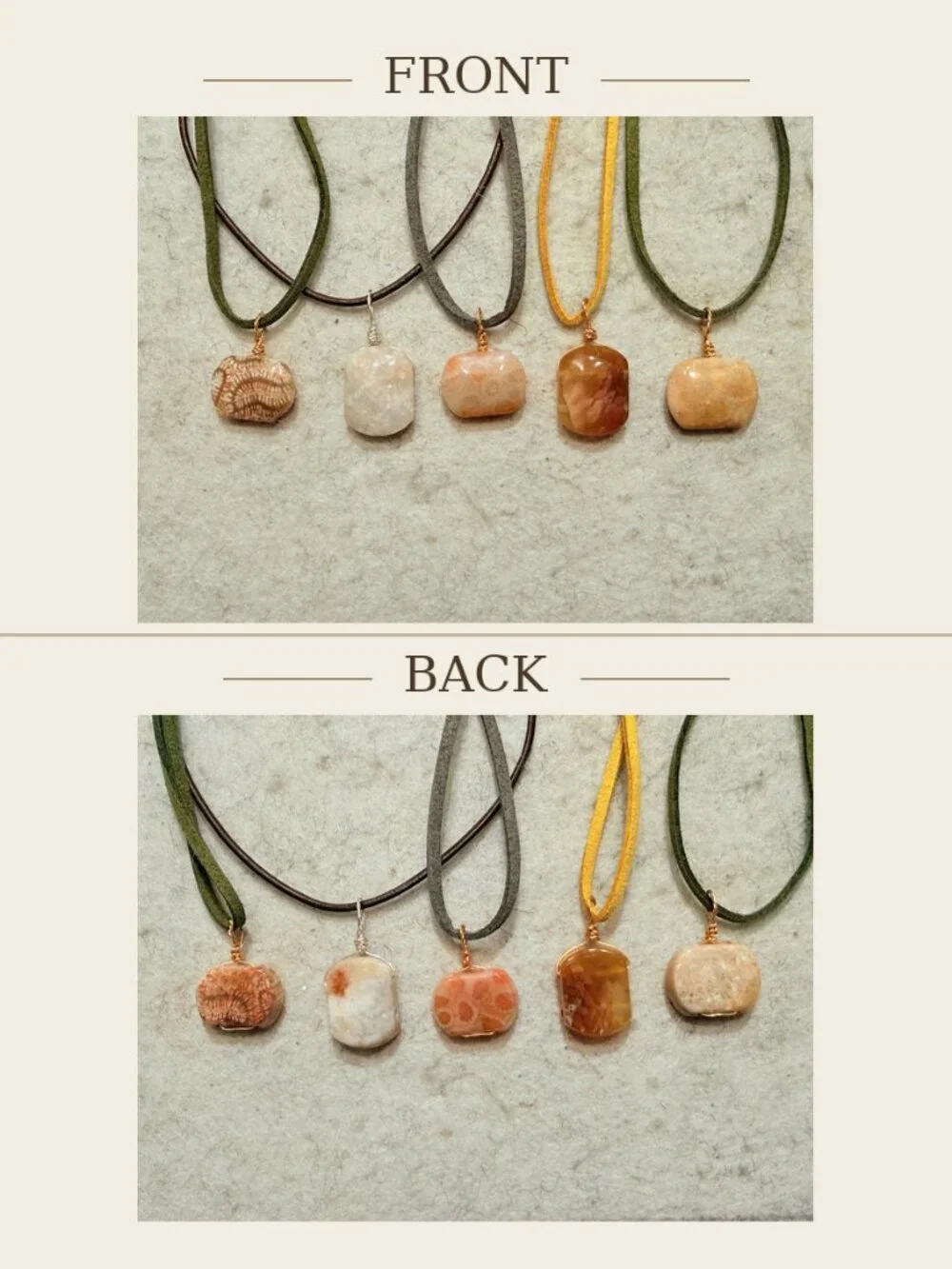 Coral Fossil Lucky Pick Necklace | Natural Stone Pendant
